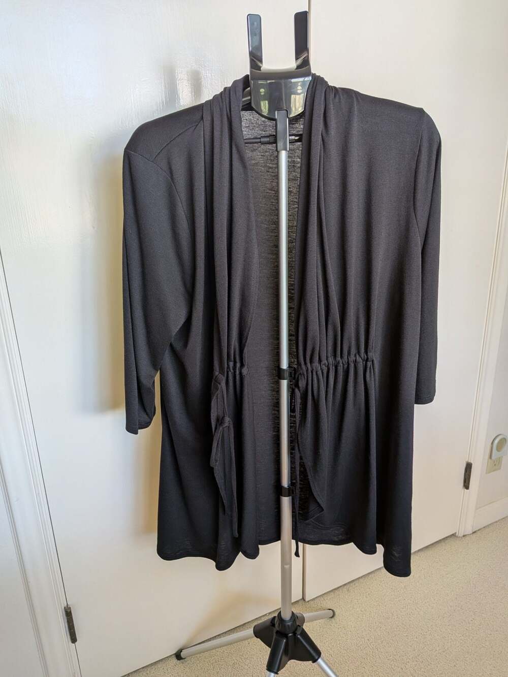 Kiyonna Black Women's Open Front Ruched Cardigan Size 2